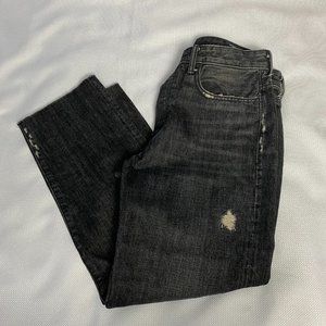 Vince Union Slouch Boyfriend Selvedge Jeans Size 27 Distressed Black